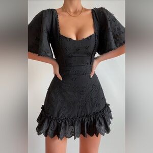 Fancy A Spritz Mini Dress In Black Embroidery
